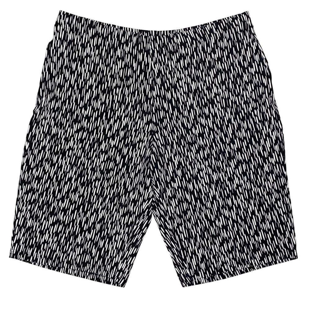 Susan Graver Liquid Knit Shorts – Size L Black & White Geometric